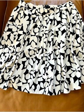 Cynthia Rowley Black & White Floral Circle Skirt
